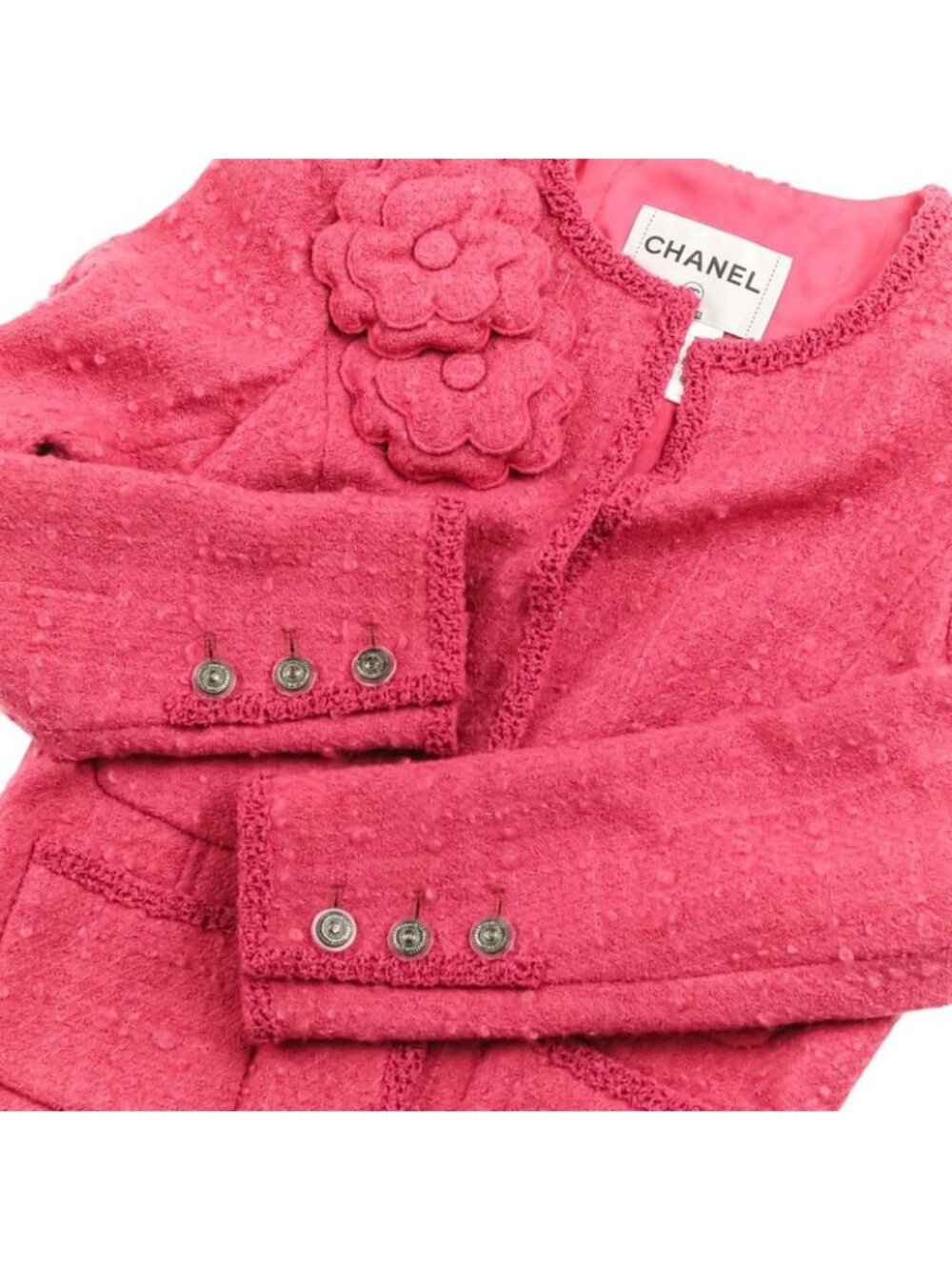 ★SOLD★ Chanel Camellia Cosage Tweed Jacket 34 Pink - Picture 7 of 15